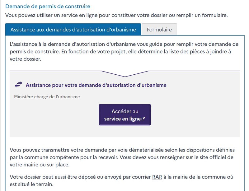 Permis de construire service en ligne