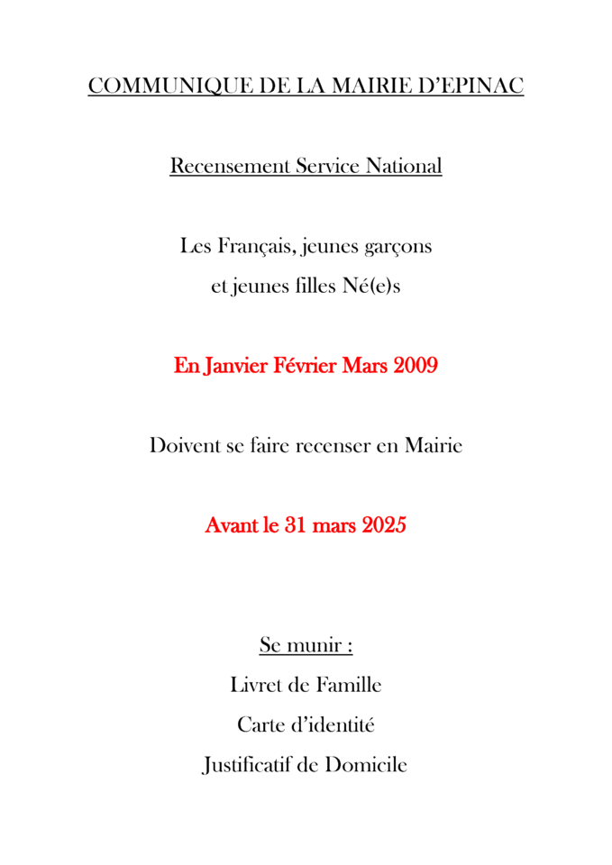 recensement militaire 1er trim