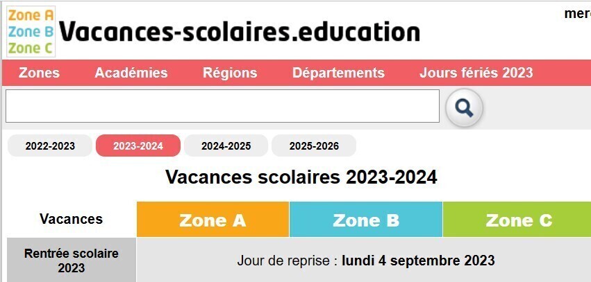 vacances scolaires 2023-2024